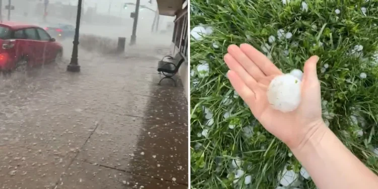 ABD’de dev dolu yağışı araçlara büyük zarar verdi