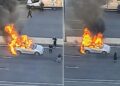 Dronla vurulan araçtaki adam diri diri yandı! Dehşet anlarını gözyaşlarıyla kaydetti